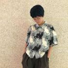 Cat Printed Short-sleeve Shirt White & Gray - One Size