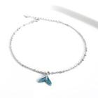 925 Sterling Silver Whale Tail Pendant Anklet Silver - One Size