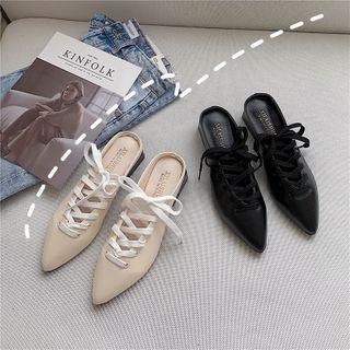 Lace Up Pointed Mules