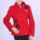 Floral Embroidered Frog-buttoned Jacket
