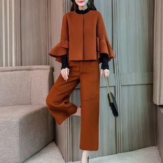 Set: Wide Leg Pants + Button Jacket