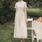 Traditional Chinese Short-sleeve Frog Buttoned Midi Dress