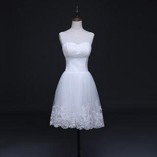 Beaded Lace Trim Party Dress