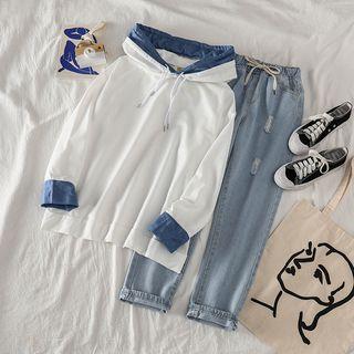 Mock-two Hoodie / Distressed Jeans