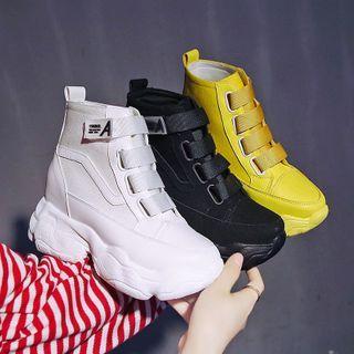 Adhesive Tab Platform Hidden-wedge Ankle Boots