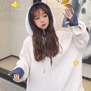 Color-block Hooded Fleece Top