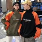 Couple Matching High Neck Color Block Pullover