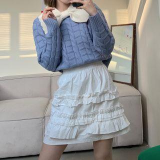 Long-sleeve Bow-front Knit Top