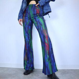 High-waist Printed Straight-fit Pants