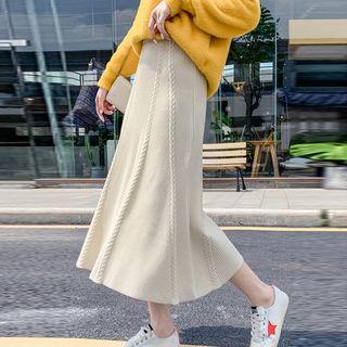 Plain Braided A-line Knit Skirt