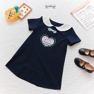 Print Short-sleeve Contrast Collar Dress