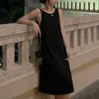 Sleeveless Open Back Midi Dress Black - One Size