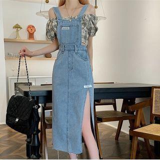 Retro Hem Slited Jumper Dress