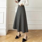Plaid Woolen Long A-line Maxi Skirt
