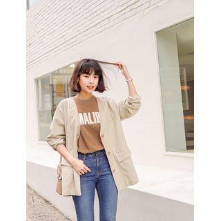 Plus Size Collarless Single-breasted Blazer