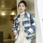 Plaid Zip Jacket Blue - One Size