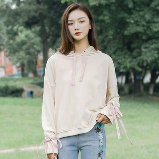 Ribbon Detail Hoodie Almond - One Size