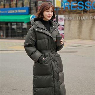 Duck Down Padded Coat With Belt