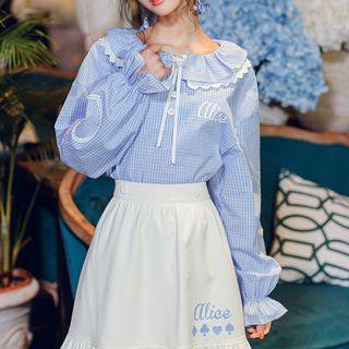 Lace Collar Check Blouse