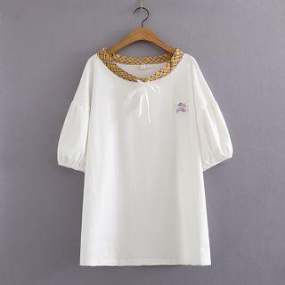 Plaid Trim Short-sleeve T-shirt