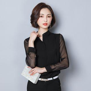 Stand Collar Chiffon Top