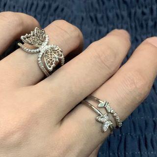Butterfly Layered Open Ring 1 Pc - 0778a - Silver - One Size
