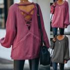 Bell Sleeve Cutout Oversize Pullover