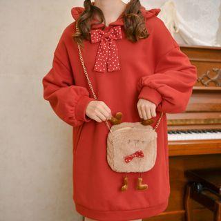 Ribbon Front Hoodie Dress / Crossbody Bag