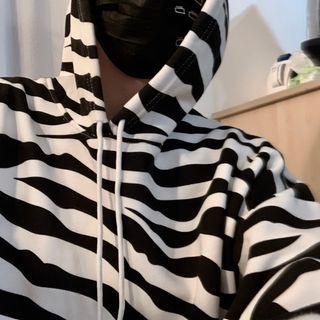Zebra Print Drawstring Hoodie