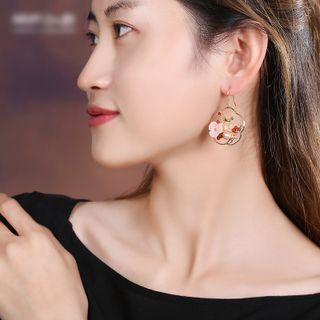 Retro Flower Faux Crystal Alloy Dangle Earring