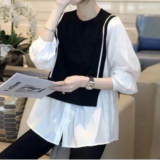 Puff-sleeve Paneled Shirt