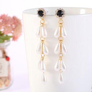 Rhinestone Faux Pearl Drop Earring As Shown In Figure - One Size