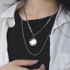 Disc Layered Necklace Silver - One Size