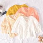 Short-sleeve Mesh Collar Blouse
