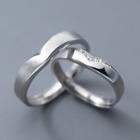 Couple Matching Lettering Ring 1 Pair - Men & Women - Silver - One Size