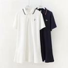 Short-sleeve Embroidered Polo Shirt Dress