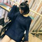 Loose-fit Sweater Navy Blue - One Size