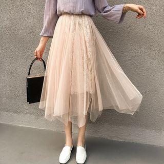 A-line Asymmetrical Mesh Skirt