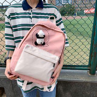 Cartoon Panda Accent Color Block Backpack