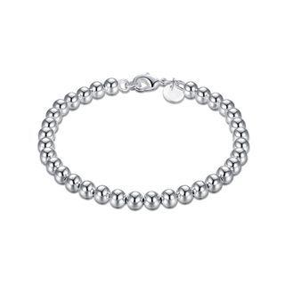 Fashion Simple Geometric 6mm Ball Bead Bracelet Silver - One Size