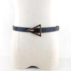 Triangle Buckled Faux Leather Slim Belt 105cm - Black - One Size