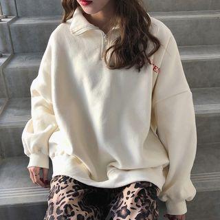 Lettering Zip Placket Sweatshirt