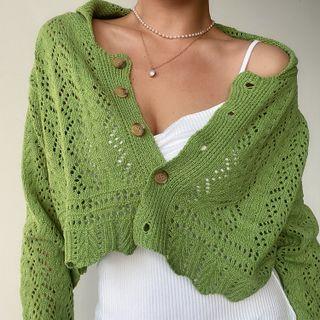 Pointelle Cardigan Green - One Size