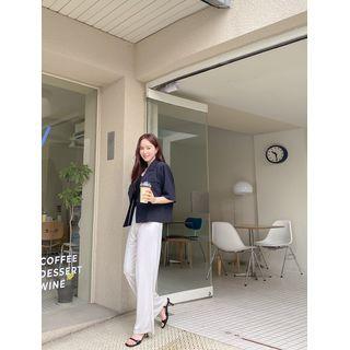 Plus Size Elbow-sleeve One-button Blazer