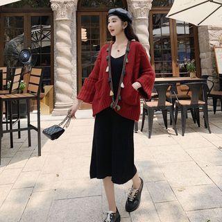 Fringe Cardigan / Sheath Knit Dress