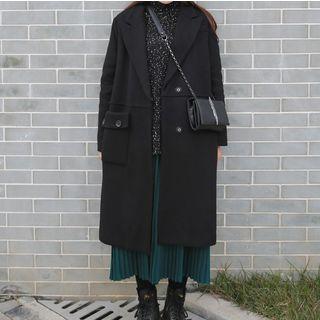 Peak Lapel Snap Button Coat