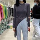 Long-sleeve Asymmetrical Off-shoulder Top