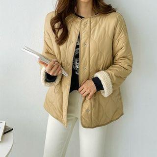 Collarless Two-way Dumble Quilted Jacket