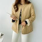 Collarless Two-way Dumble Quilted Jacket