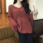 Long-sleeve Loose-fit Long Knit Top